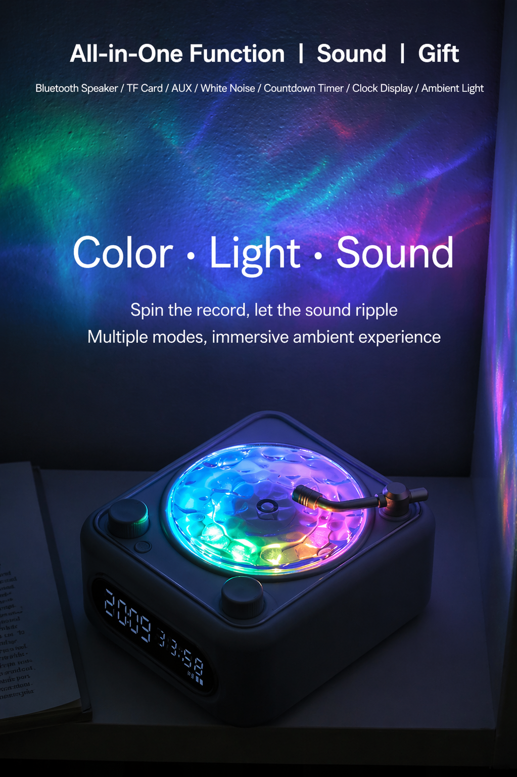 Multifunction Bluetooth Speaker with RGB Lamp & White Noise